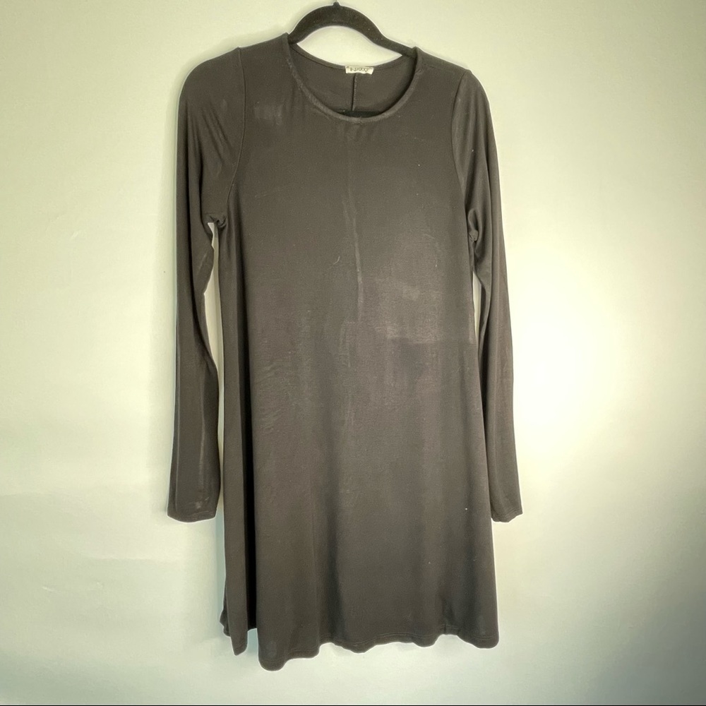 b-Sharp Black Long Sleeve Tunic crew neck Shirt